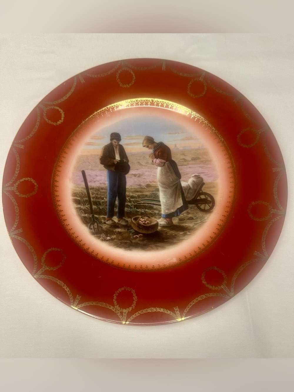 Vintage Hand-Painted Porcelain Collectors Plate, “The Angelus”